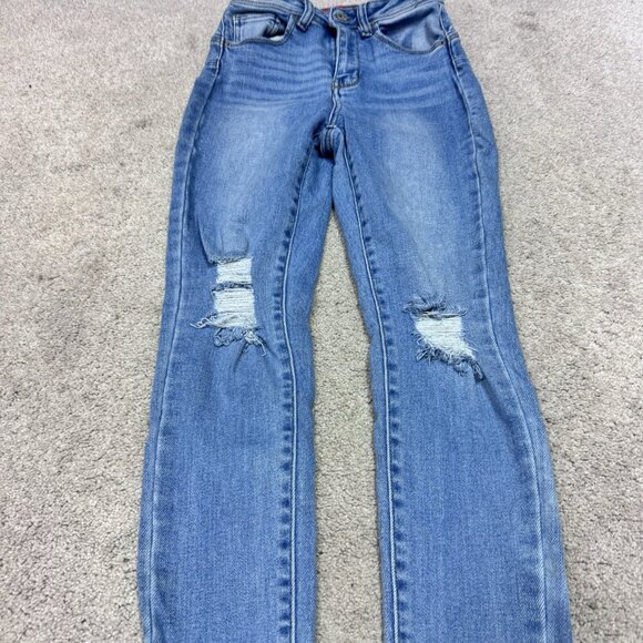 Wax Jean Skinny Jeans Women’s Blue Distressed Pockets Size 3 - Picture 7 of 12